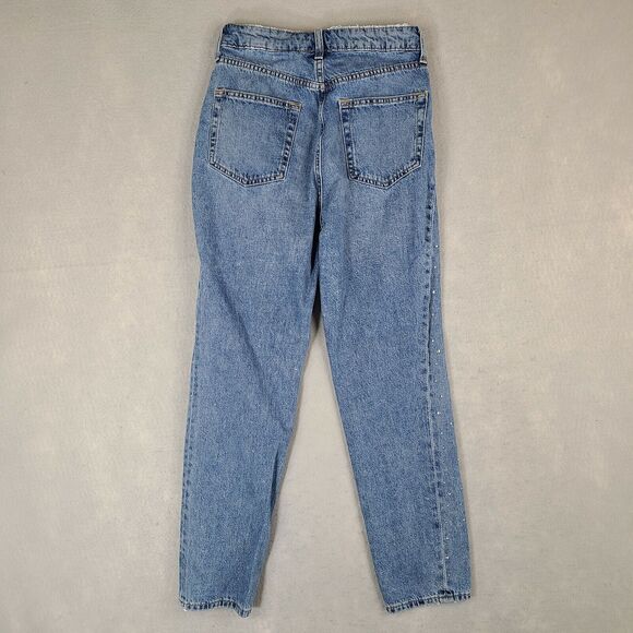 Divided by H&M Jeans Women's Size 2 (24x25.5) Button Fly Bling‎ Rhinestone Blue - Picture 2 of 11